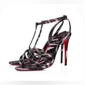 New Christian Louboutin Tangueva 100MM Strappy Sandals in Iridescent Quagga 41
